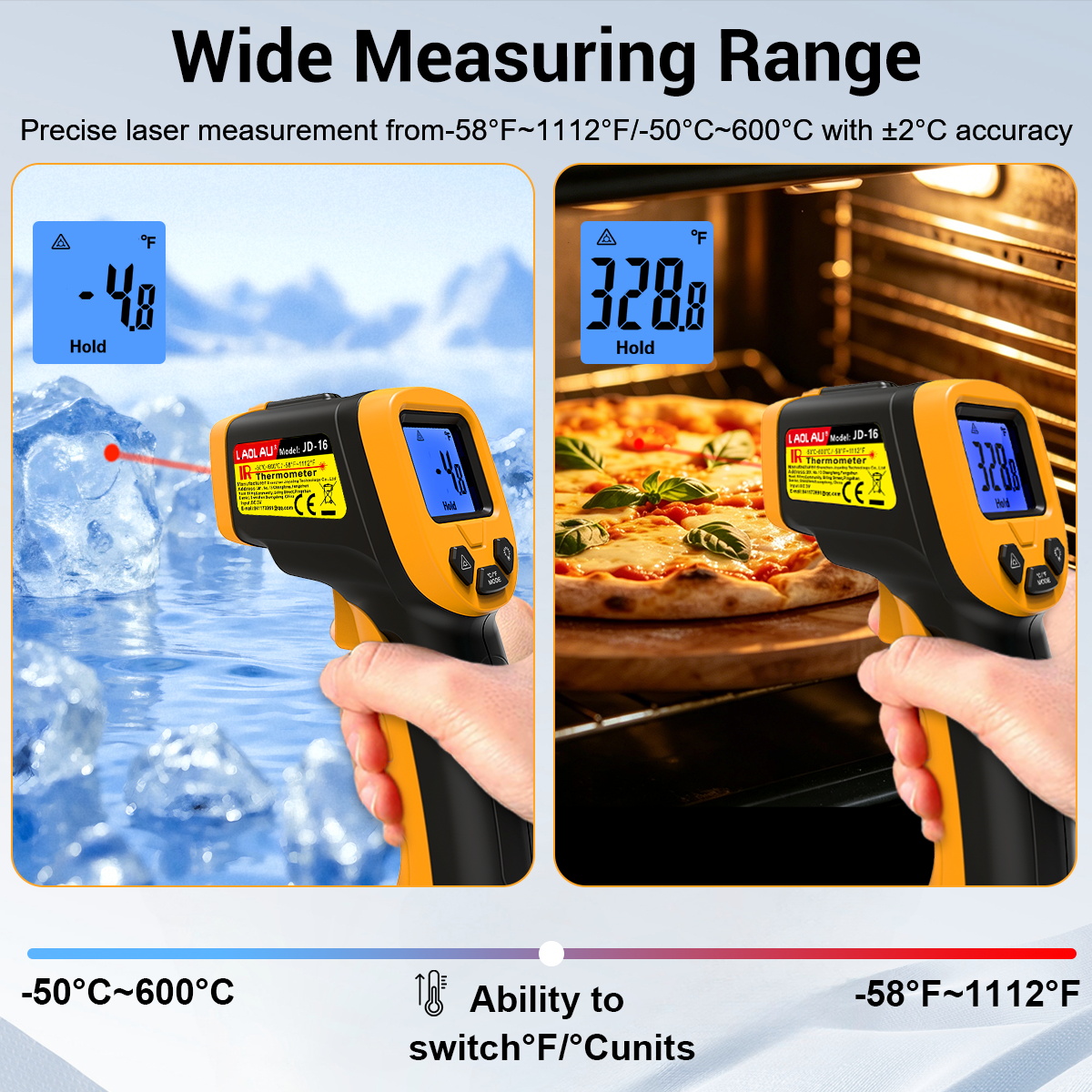 LAOLAU JD 16 Infrared Thermome - Industrial Laser Temperature Gun 评论和价格