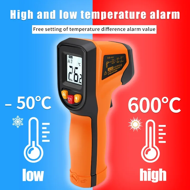 T400 T600 Digital Infrared The - Industrial Laser Temperature Gun 评论和价格