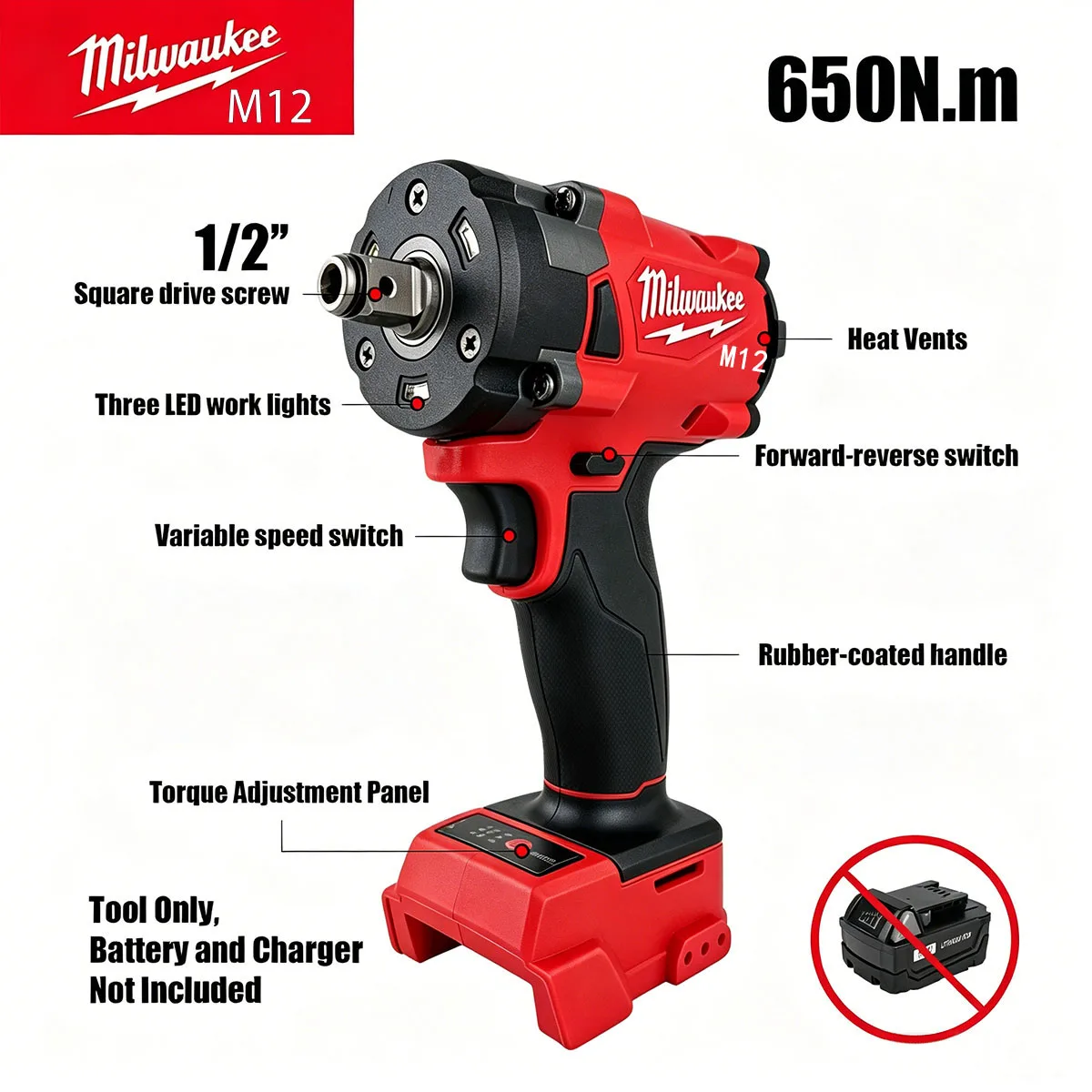 Milwaukee M12 1/2' M18 FUEL Br - Milwaukee Drill M12 Fuel 评论和价格
