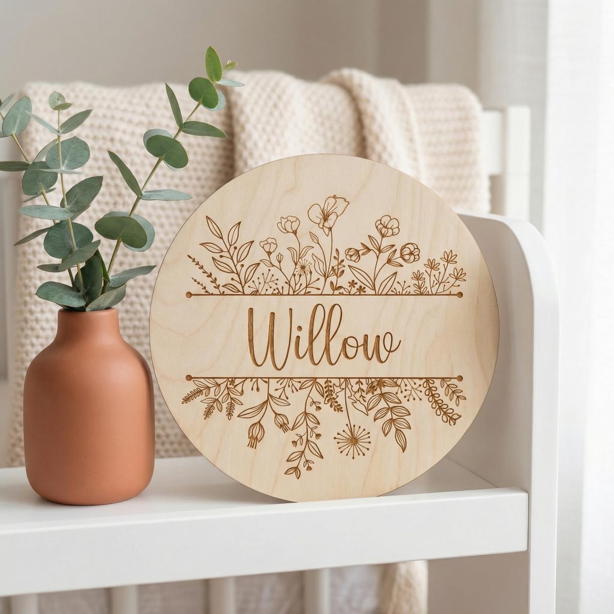 Personalized Floral Round Wood - Industrial Laser Power 评论和价格