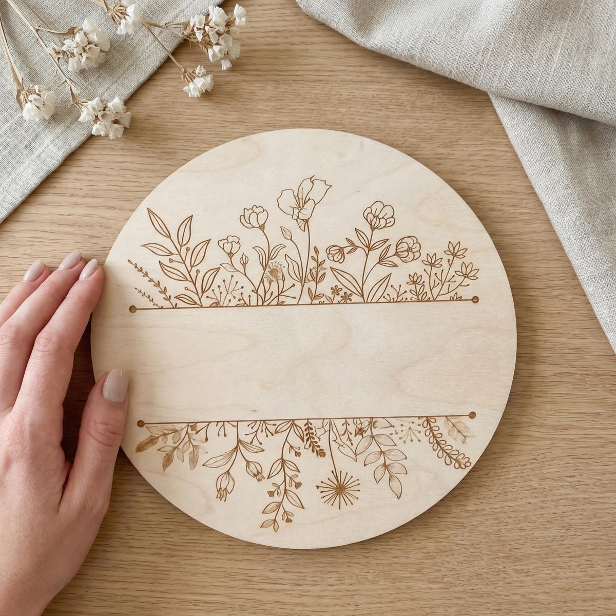 Personalized Floral Round Wood - Industrial Laser Power 评论和价格