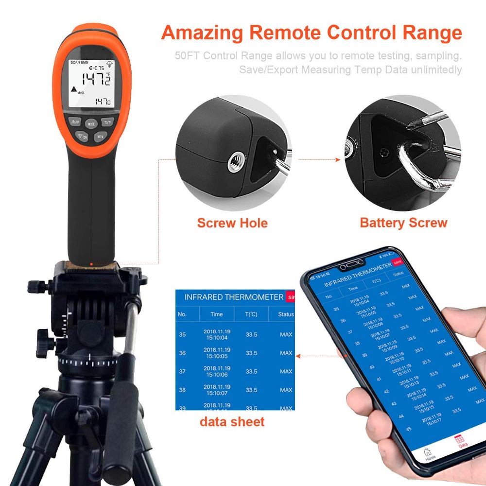 BTMETER Digital Pyrometer Non- - Industrial Laser Temperature Gun 评论和价格