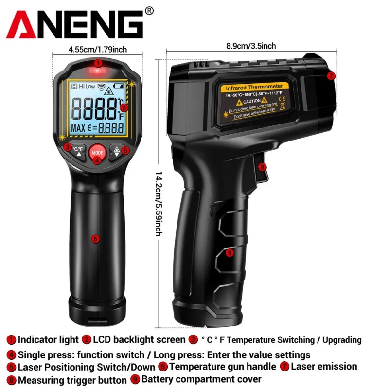 ANENG TH202 Non-contact Infrar - Industrial Laser Temperature Gun 评论和价格
